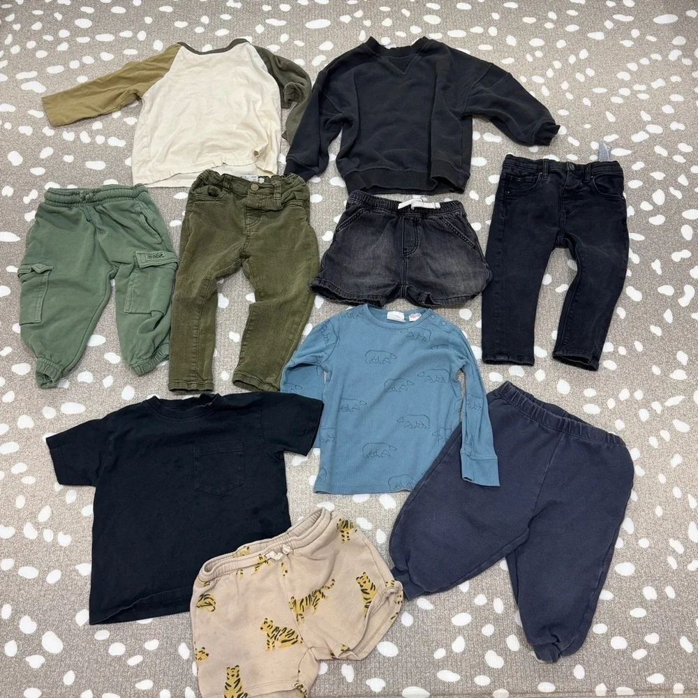 Lot of 10 Zara Kids tee sweater crewneck shorts joggers sweatpants rib toddler